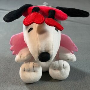 Hallmark Peanuts Snoopy Valentine Cupid Plush Hearts Wings White Pink 8 Inch